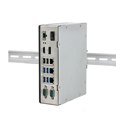 DIN Rail Máy tính mini không quạt công nghiệp Windows10 / 11 8gb Với 3 X LAN