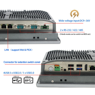 Bảng điều khiển cảm ứng nhúng công nghiệp PC 10 inch IP65 Lớp TPM2.0 Thế hệ thứ 8 Core I5