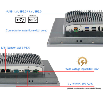Bảng điều khiển cảm ứng màn hình phẳng được nhúng Máy tính công nghiệp 12 inch độ phân giải 1280x800