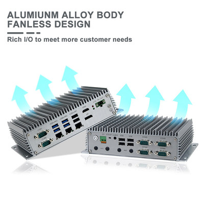 Máy tính mini không quạt công nghiệp OEM chắc chắn DC24V Wins10 / Linux 3 LAN