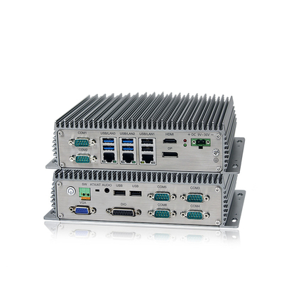 Máy tính mini không quạt công nghiệp nhúng J6412 J1900 I3 I5 với 3 * LAN 8 * USB 6 * COM