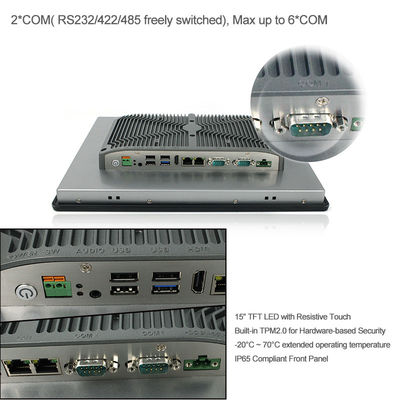 Bảng điều khiển Bảng điều khiển 15 inch Pc, Bảng điều khiển công nghiệp không quạt TPM2.0 vuông Pc