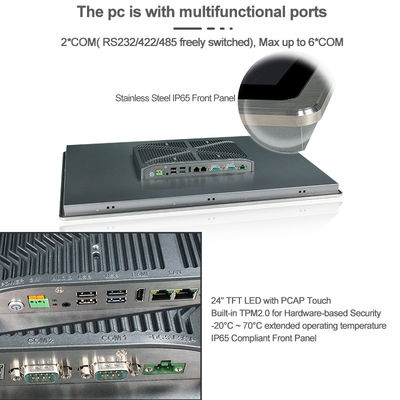 250cd / m2 SUS304 Bảng điều khiển HMI không ồn ào PCAP với RJ45 24in kép