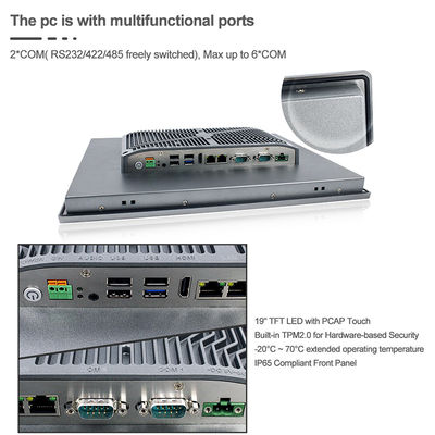 1280x1024 Máy tính nhúng vuông chắc chắn Win7 / 8/10 TPM 2.0 30W