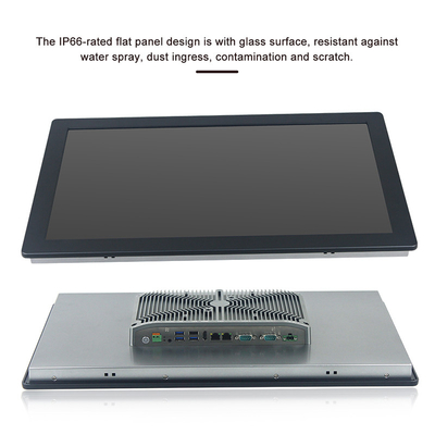 PCAP Touch Embedded Fanless Industrial Panel PC Máy tính treo tường Mặt trước IP65