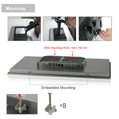 Bảng điều khiển cảm ứng FHD HMI 16/9 FHD không quạt chắc chắn Máy tính công nghiệp Core I3 với 2COM